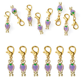 10 Décorations pendentif tulipe en alliage émaillé (pièces), avec fermoir pince de homard, or