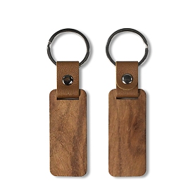 PU Leather Keychain, with Metal Key Ring, Rectangle
