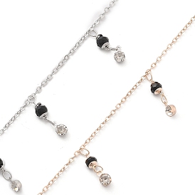 Бусины из латуни и стеклянные цепочки ручной работы со стразами, для ожерелья браслеты решений, долговечный, пайки, с катушкой