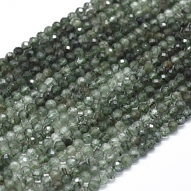 Naturelles quartz rutile brins de perles, facette, ronde