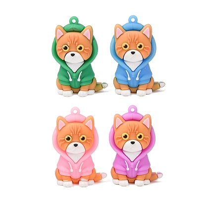 PVC Plastic Pendants, Cat Shape with Hoodie Chamrs