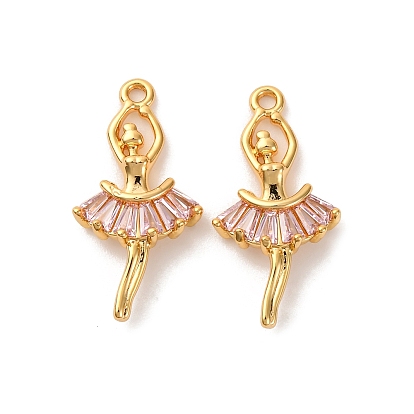 Латунные микро проложить кубического циркония подвески, танцующая девушка, долговечный, без никеля , реальный 18 k позолоченный
