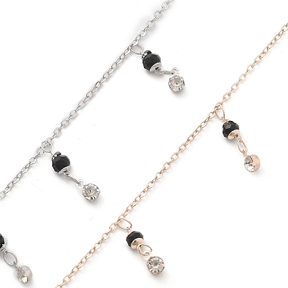 Бусины из латуни и стеклянные цепочки ручной работы со стразами, для ожерелья браслеты решений, долговечный, пайки, с катушкой