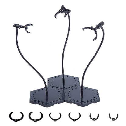 Шестигранные акриловые подставки для кукол с регулируемым кронштейном в виде змеиной кости, держатель для демонстрации фигурок 3 игрушечных кукол