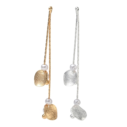 Brass Big Pendants, with ABS Imitation Pearl, Flat Round Drop Charms