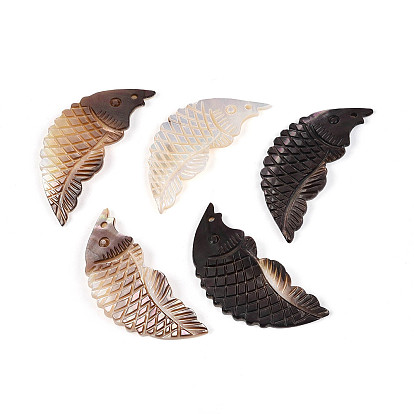 Подвески из натуральной черной ракушки-губы, рыбы прелести