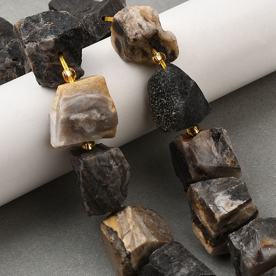 Необработанные грубые натуральные серебряные листовые яшмовые бусины нити, самородки, с бисером