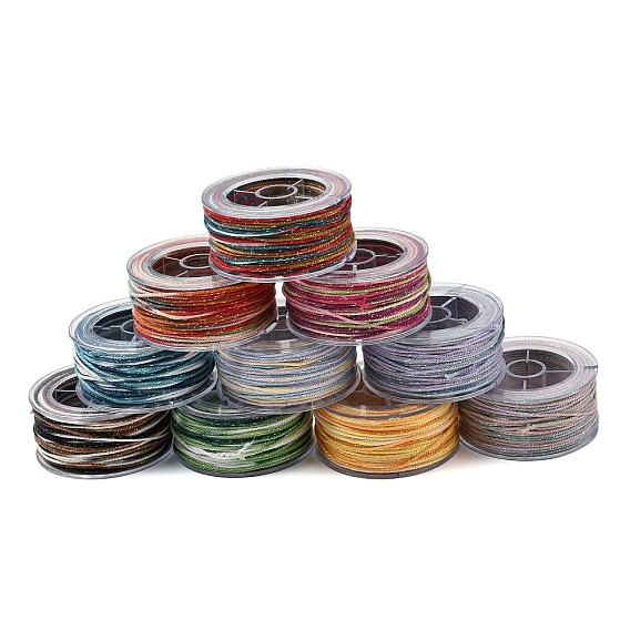 30м сегментно окрашенные хлопковые и металлизированные нитки, круглые, для поделок ремесел, упаковка подарков и изготовление ювелирных изделий