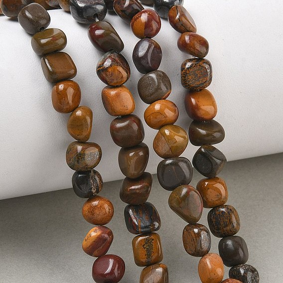Natural Chinese Writing Stone Beads Strands, Nuggets, Tumbled Stone