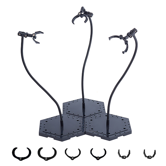 Шестигранные акриловые подставки для кукол с регулируемым кронштейном в виде змеиной кости, держатель для демонстрации фигурок 3 игрушечных кукол