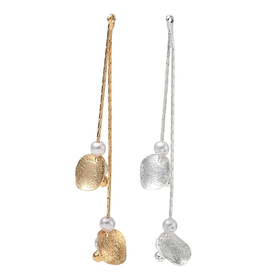 Brass Big Pendants, with ABS Imitation Pearl, Flat Round Drop Charms