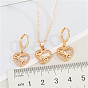 Chic Heart-Shaped Necklace Set with Zirconia Stud Earrings and Love Letter Pendant for Women