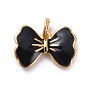Enamel Charms, with Brass Findings, Bowknot, Golden