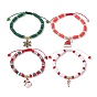 4шт. регулируемые браслеты ручной работы из полимерной глины heishi с плетеными бусинами, браслеты шарма сплава эмали темы рождества