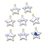 Printed Brass Pendants, Star Charms, Rack Plating, Long-Lasting Plated, Lead Free & Cadmium Free, Blue