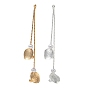 Brass Big Pendants, with ABS Imitation Pearl, Flat Round Drop Charms