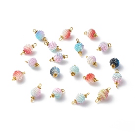 Imitation Pearl Acrylic Beads Link, with Golden Iron Findings, Tibetan Style Alloy Daisy Spacer Beads, Round