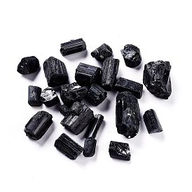 Perles de tourmaline noire naturelle brute brute, pas de trous / non percés, nuggets