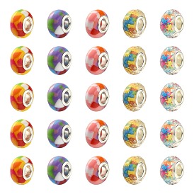 50 шт 5 цвета смолы европейские бусины, с железным сердечником платинового цвета, бусины с большим отверстием, рондель