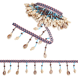 2ярдов полиэстеровой кружевной ленты с бахромой, с отделкой из смолы