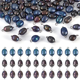 60 шт. 3 стили окрашенные натуральные культивированные пресноводные жемчужные рисовые подвески, с медными петлями, платина