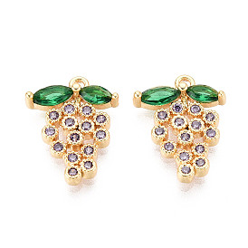 Подвески из латуни с прозрачным фианитом, винограды, без никеля , реальный 18 k позолоченный