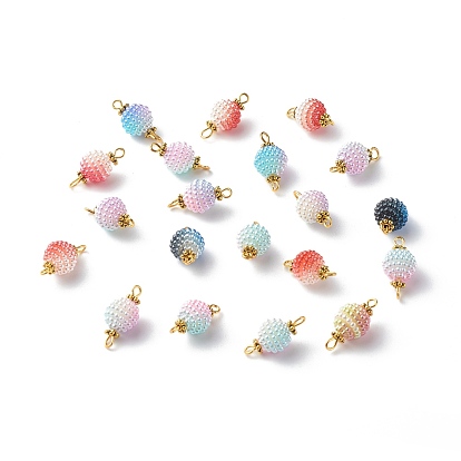Imitation Pearl Acrylic Beads Link, with Golden Iron Findings, Tibetan Style Alloy Daisy Spacer Beads, Round