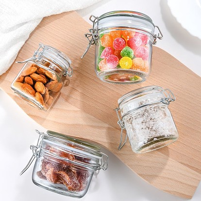 Transparent Glass Storage Jar with Airtight Clip Lid, Column, for Pickling, Preserving, Canning, Dry Food Storage
