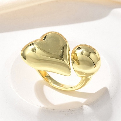 Латунь манжеты кольца, сердце