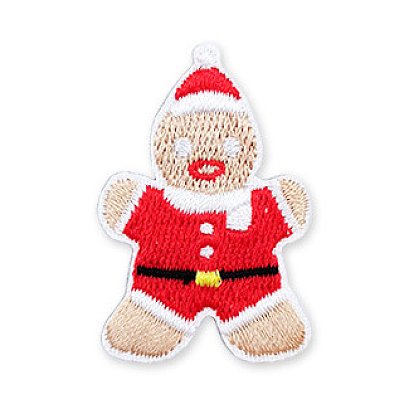 Christmas Theme Computerized Embroidery Polyester Self-Adhesive /Sew on Patches, Costume Accessories, Appliques, Gingerbread Man