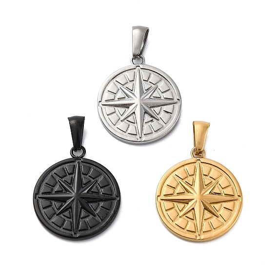 304 подвески из нержавеющей стали, ионное покрытие (ip), плоский круглый со звездными подвесками