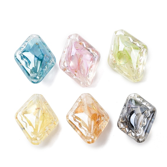 Прозрачная смола и натуральные ракушки, ромб, золотой фольгой