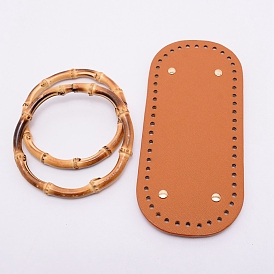 Сумки для вязания крючком из искусственной кожи, дно для ногтей, с заменой бамбуковых деревянных ручек, для замены ремней для мешков