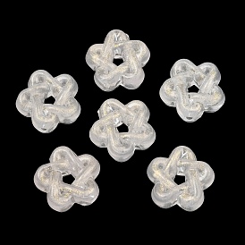 Perles acryliques transparentes, fleur, avec de la poudre de paillettes