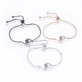 Регулируемые латунные браслеты из микропаве из циркония и боло, слайдерные браслеты, злые глаза