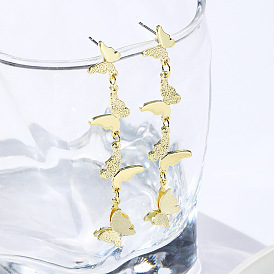 Sparkling Star Earrings with Pearl and Flower Charms - Butterfly Drop Dangle Jewelry for Women
