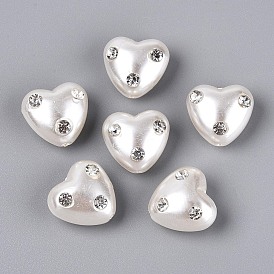 Абс пластиковые жемчужные бисера, сердце, со стразами