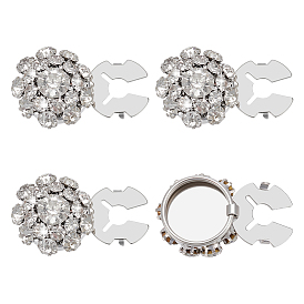 4шт. запонки из сплава со стразами, застежка-кнопка, цветок