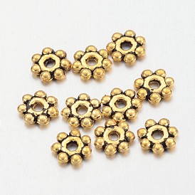 Tibetan Style Alloy Daisy Spacer Beads, Lead Free & Cadmium Free, Snowflake