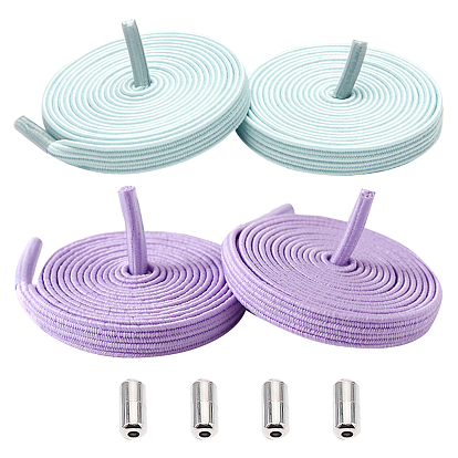 4 Sets Stretch Yarn Shoelaces, with Alloy Aglets, Platinum