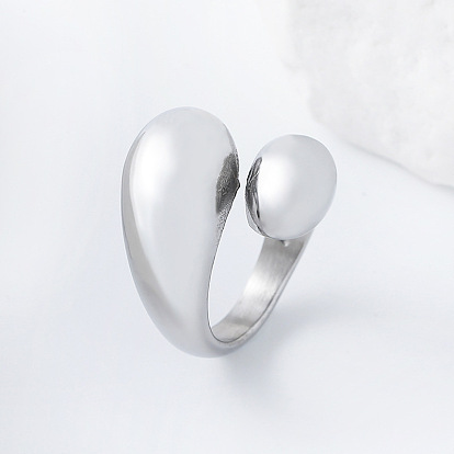 304 открытые кольца-манжеты из нержавеющей стали для женщин, слеза