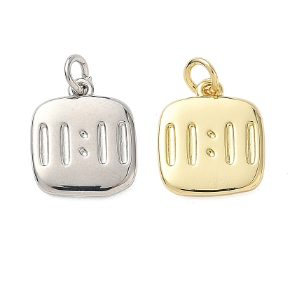 Латунные подвески, квадрат с 11:11 шармом, стойки покрытие, долговечный, без свинца и без кадмия