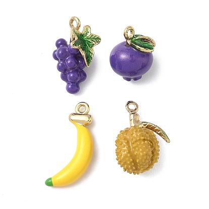 Подвески из сплава и эмали с фруктовой тематикой, золотые