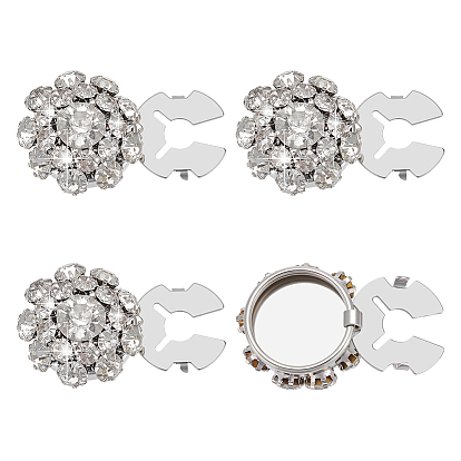 4шт. запонки из сплава со стразами, застежка-кнопка, цветок