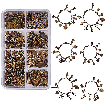 Hacer diy pulsera, fabricación de pulseras de hierro, colgantes de aleación y anillos de salto de latón