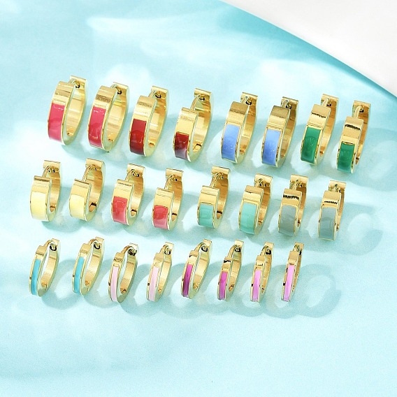 304 обруч серьги из нержавеющей стали эмаль, золотые