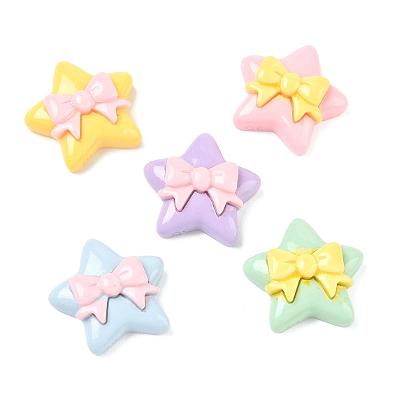 Cabuchones de resina opacos, estrella con bowknot