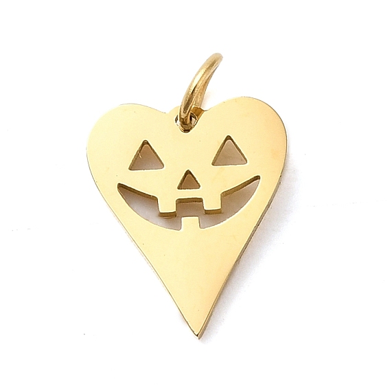 Halloween 304 Stainless Steel Charms, with Jump Ring, Heart Charm
