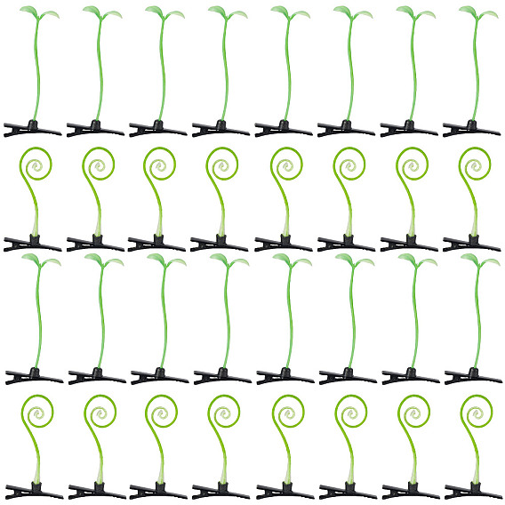 32 шт 2 стиль фасолевые ростки пластиковые заколки для волос из кожи аллигатора, зеленый горошек милый цветок трава заколки украшение для девочек