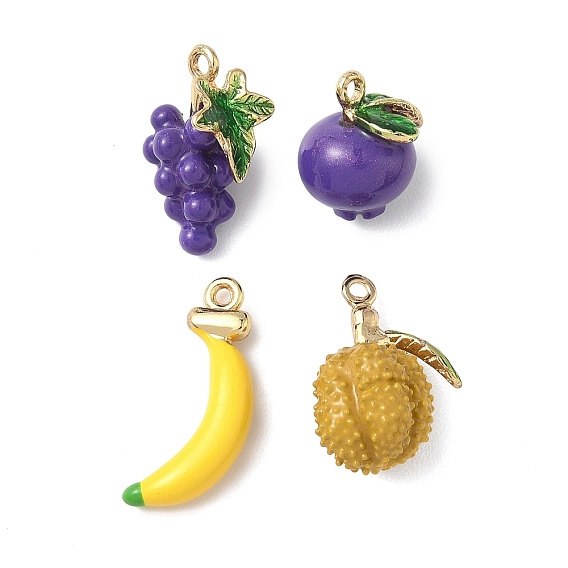 Подвески из сплава и эмали с фруктовой тематикой, золотые